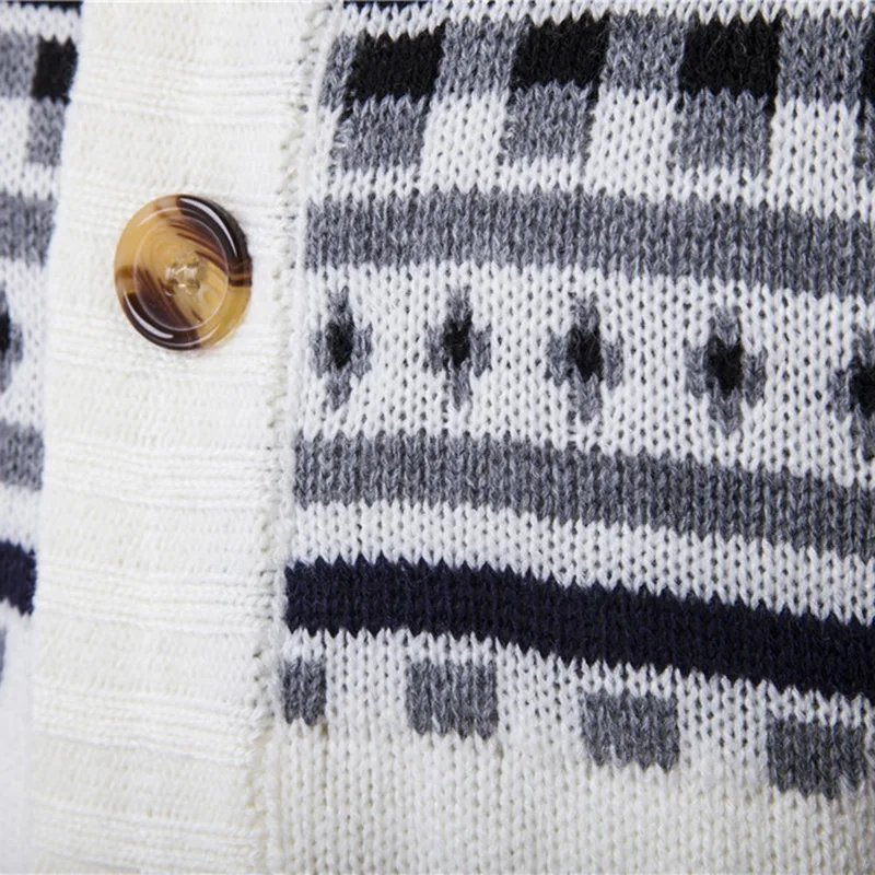 

Mens Cardigan Sweaters Autumn Warm Christmas Sweater Men Fashion Printed Jacket Coat Casual Stand Collar Knitting