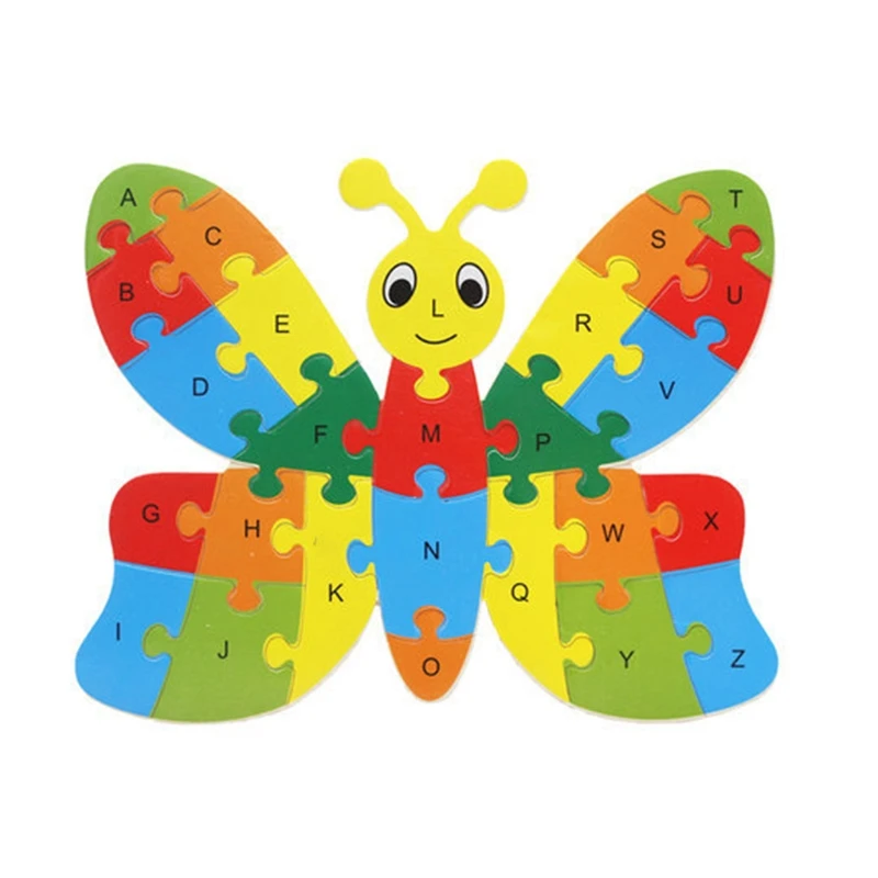 

Wooden Animal Alphabet Puzzle Jigsaw Kids Baby Early Learning Educational Toy