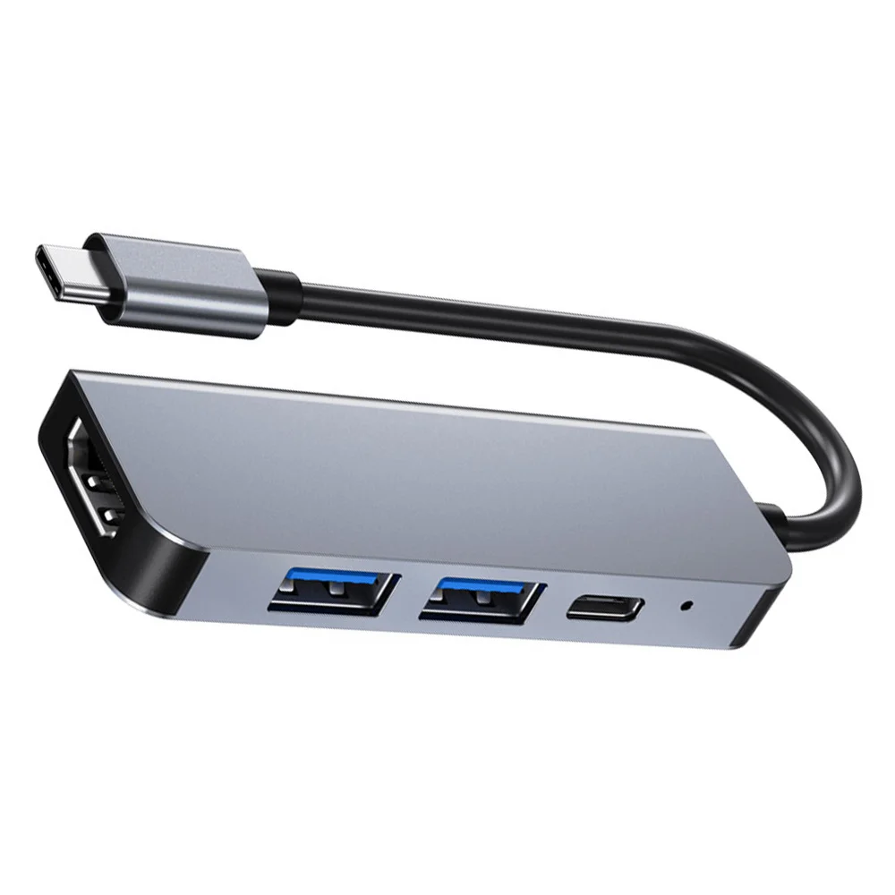 

4 Ports Aluminum USB Hub USB-C Multifunction Expansion Transfer Adapter