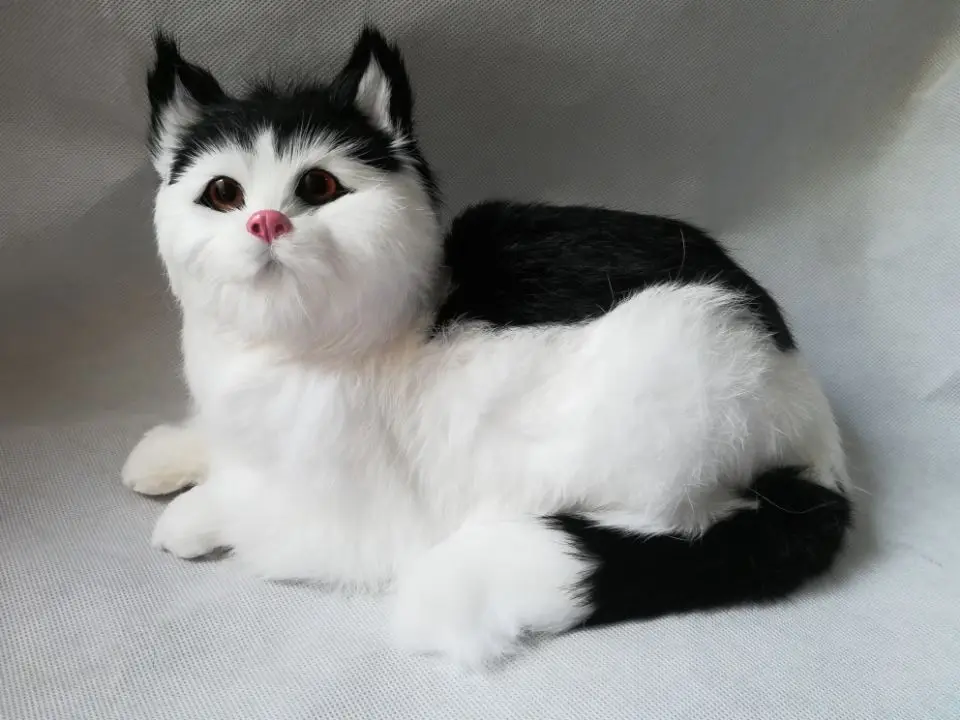 Реалистичный Черный кот 30x16 см твердая модель полиэтилен и мех кошка ручная работа украшение для дома Рождественский подарок b2885