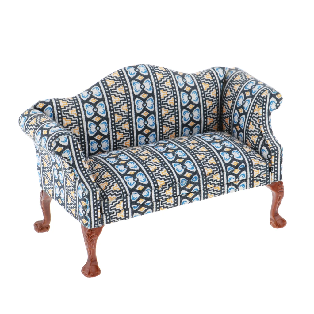 Аксессуары для кукольного домика 1/12 весы миниатюрный диван Loveseat игрушки для кукол для дома гостиной Декор-темно-синий