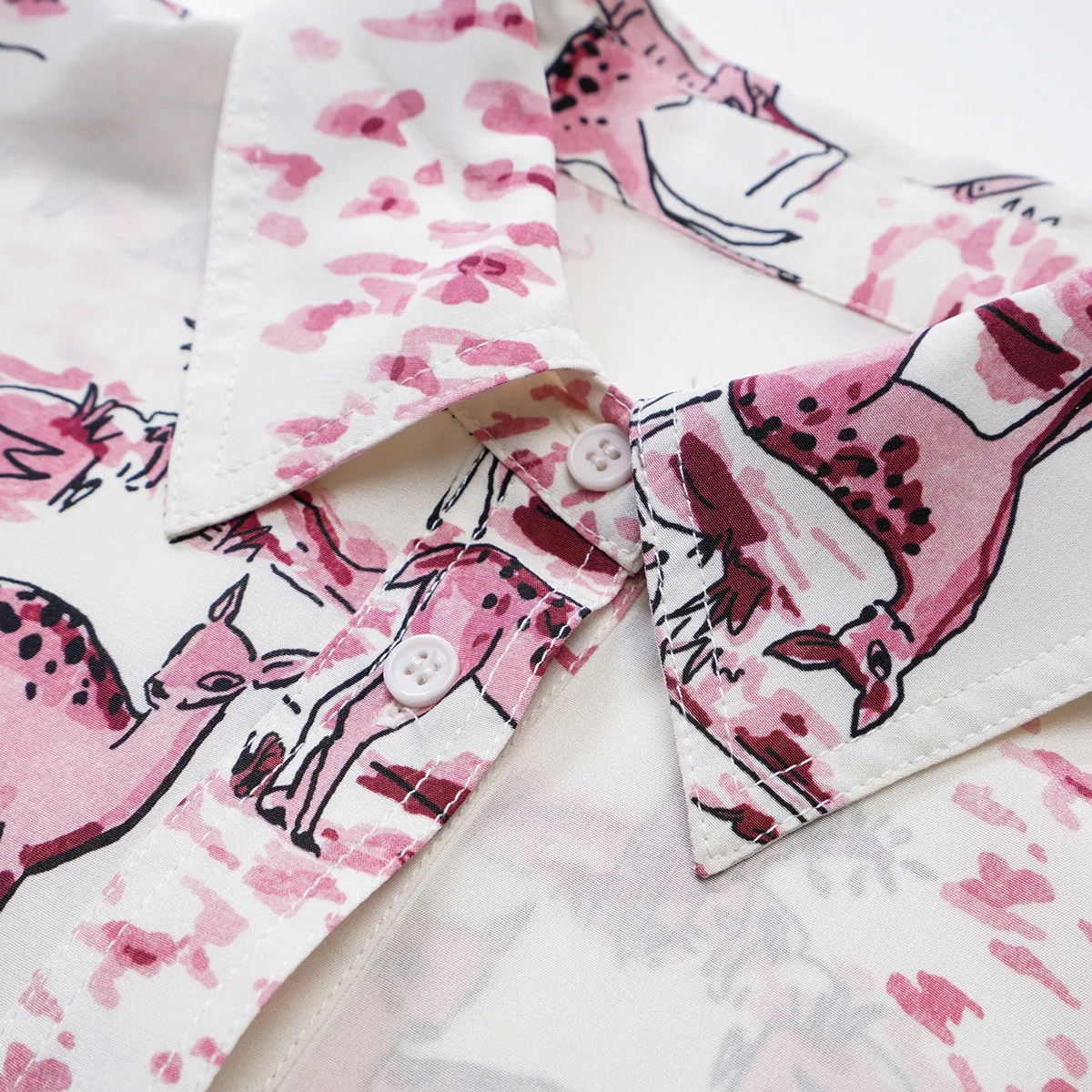 

masigoch spring summer season new 100% silk women's printed fashion lapel shirt women long sleeve