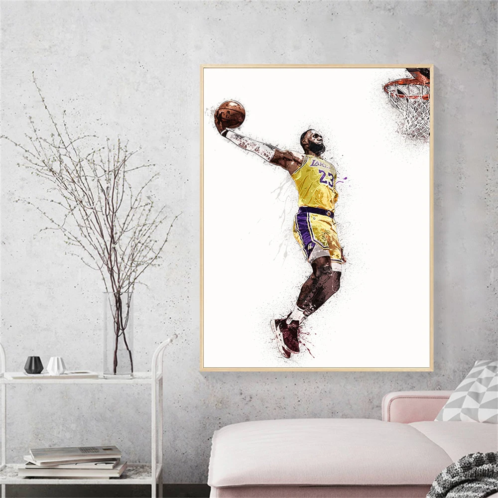 Спортивное искусство Lebron Джеймс плакаты и принты настенное Искусство Холст