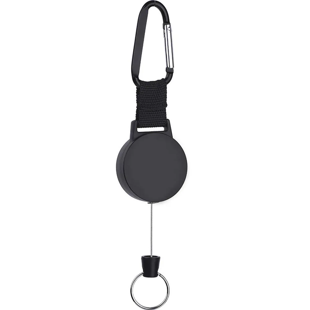 

Retractable Key Tool Reel Holder Steel Clip Chain Belt Heavy Duty Split Black