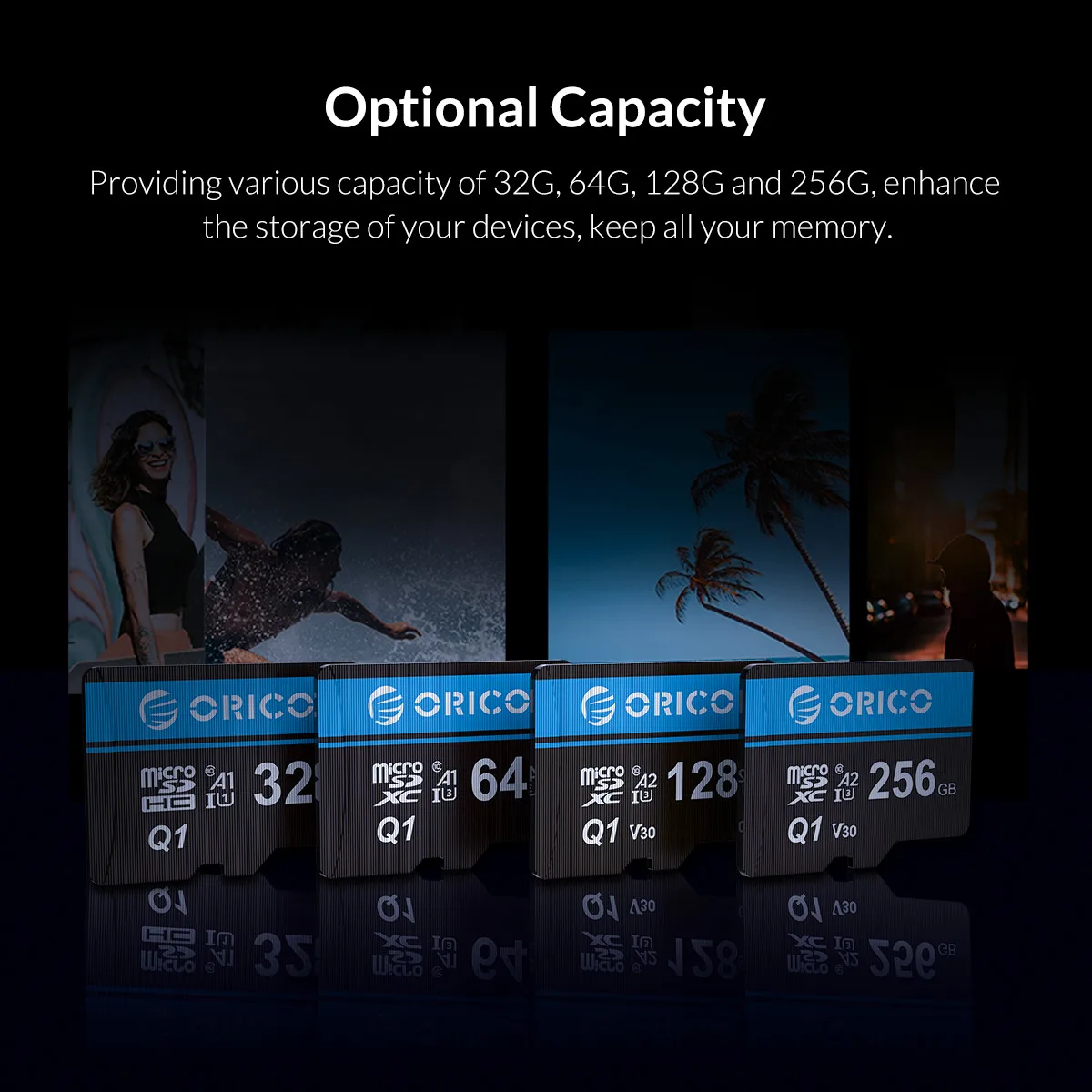 ORICO Micro sd карта, карта памяти Micro sd 256 ГБ 128 Гб 64 Гб оперативной памяти, 32 Гб встроенной памяти, 80 МБ/с. TF карта Автомобильный микро sd карты Class10 флеш-карты памяти tf-карты до 32 Гб
