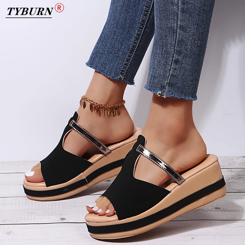 

Summer Outdoor Ladies Wedges Slippers, Comfortable Temperament, Open Toe Solid Color Wedges, Luxury Sandals, Platform Shoes 2021