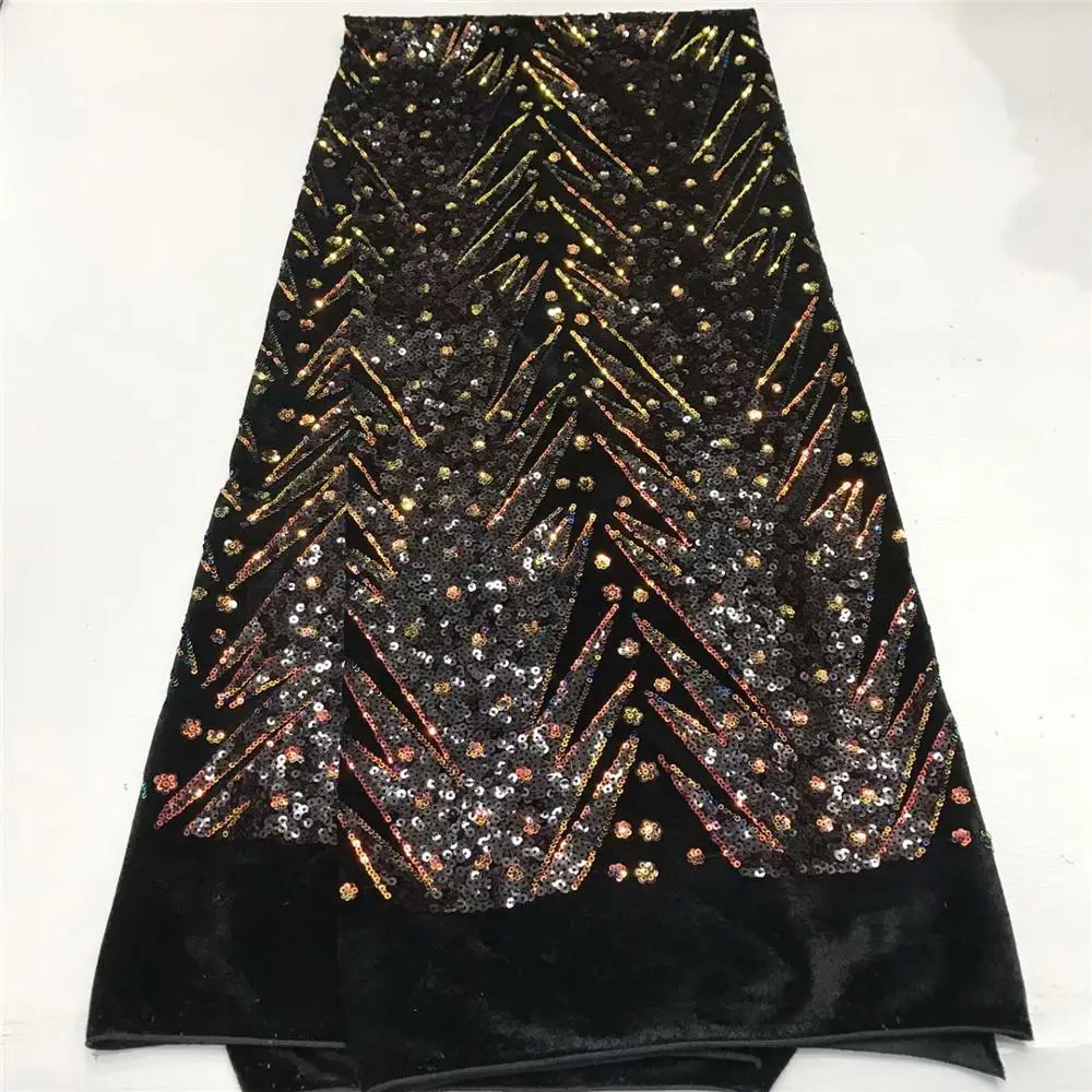 

Velvet Design French Tulle Lace Fabric 2020 High Quality African Lace Fabric Nigerian Sequins Mesh Lace Fabric For Wedding