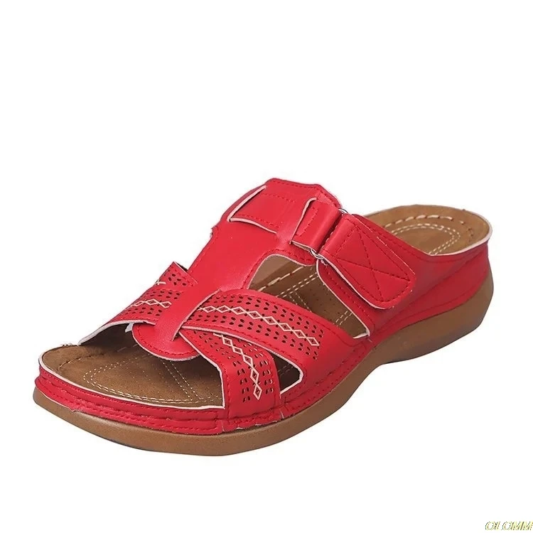 

Women Sandals Casual Women Shoes Fashion Wedge Sandals Open Toe Solid Soft Leather Mother Shoes Ladies Slippers Women Flat Shoes
