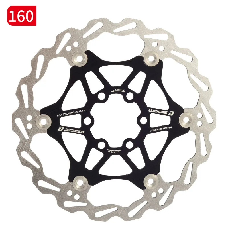 Black 160mm Zoom велосипедный Дисковый Тормоз MTB тормозной поплавок плавающие дисковые роторы 160 мм 180 мм 203 мм гидравлические тормозные колодки поплавок роторы запчасти для велосипеда - Цвет: Black 160mm