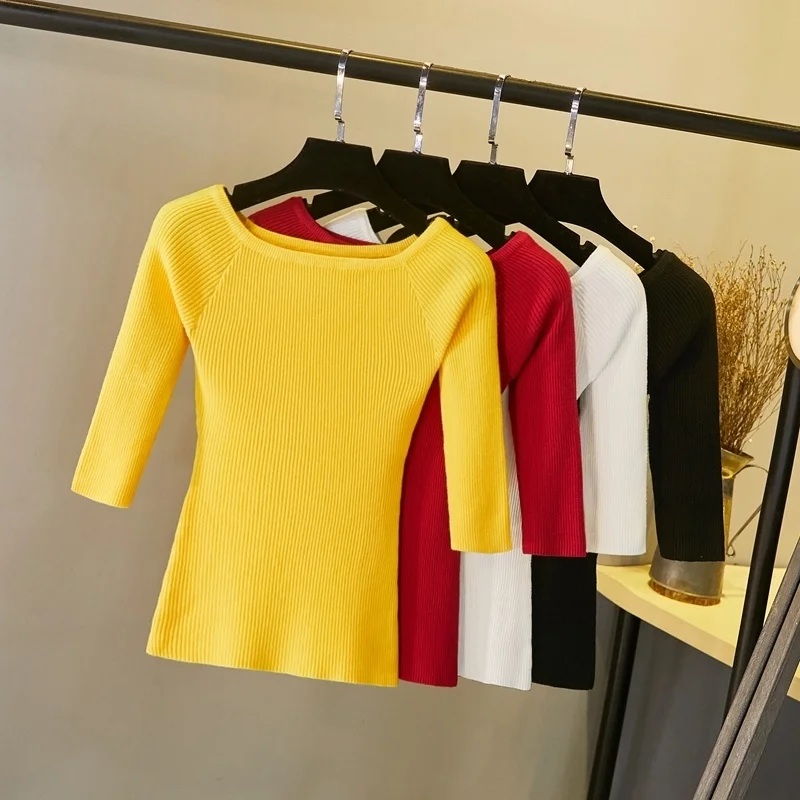 

Женский свитер JCHB с открытыми плечами и рукавом до локтя осенне-весенние пуловеры Топ Мягкий женский джемпер сексуальный ТРИКОТАЖНЫЙ УКОРО...