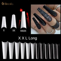 500pcs xxl long false nail art tips french natural transparent coffin false nails tips acrylic uv gel nail polish manicure