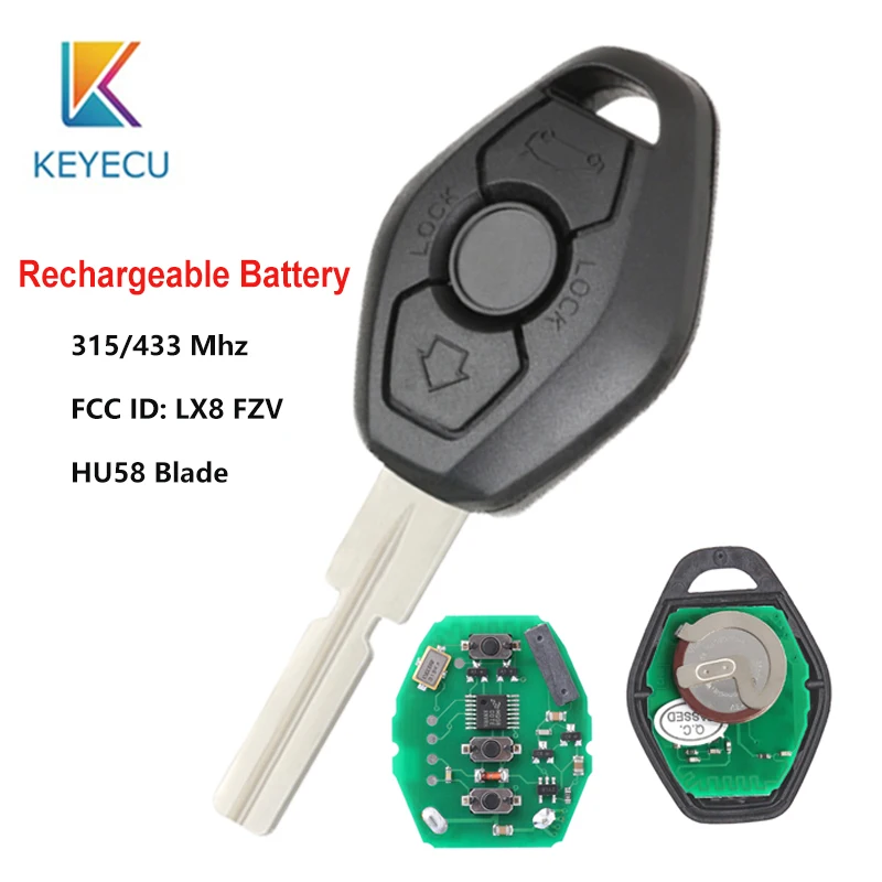 Брелок KEYECU для дистанционного ключа с перезаряжаемой батареей BMW EWS 3 5 Series X3 X5 Z3 Z4 M3