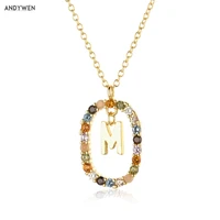 andywen 925 sterling silver gold letters m alphabet 26 initial pendant necklace long chain choker with charm luxury fine jewelry