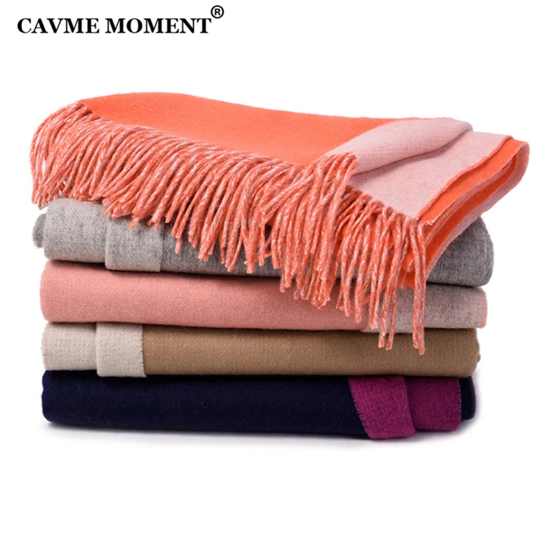 CAVME Double Color Woolen Long Scarf Winter Fashion Wool Scarves for Ladies Couples Patchwork Gift for CUSTOM LETTERS 70*20cm