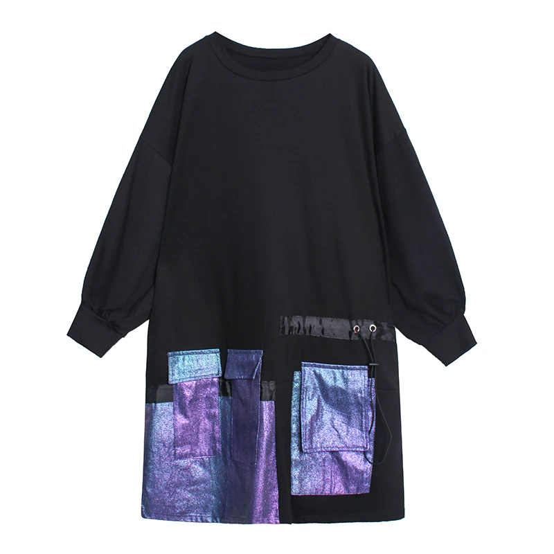 

Temperament O Neck Full Sleeve Loose Dress Pockets Dress Women 2021 Autumn Casual Fashion New Style