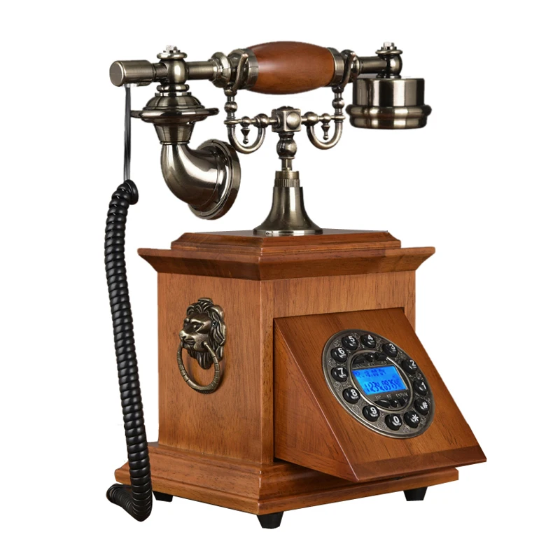 

retro quadrate landline Telephone home house office hotel made of wood Antique Set Classical key vintage fixed phone caller ID