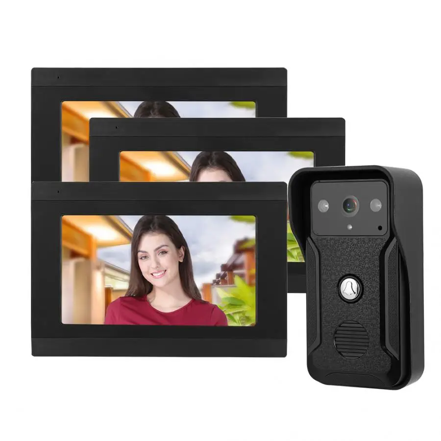 7in проводной Wi-Fi 3 Монитора 1080P HD видео-дверной звонок Домофон ночное Камера 100-240V