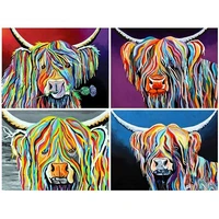 full squareround drill 5d diy diamond painting cartoon colored cow 3d rhinestone embroidery cross stitch 3d home decor gift