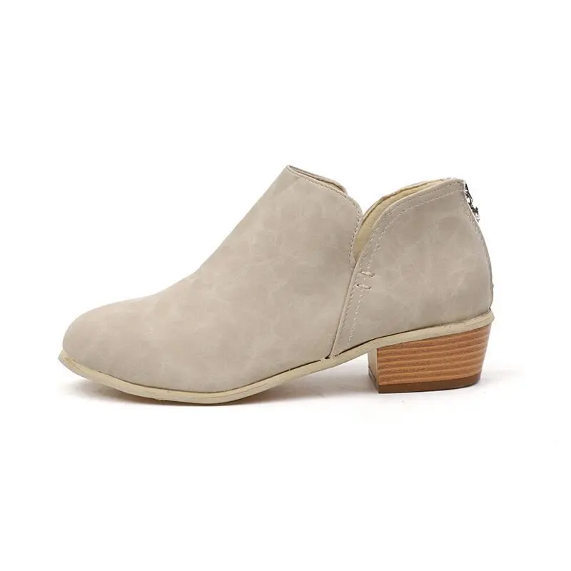 

Women's Fashion Spring Autumn Ankle Women Boots Square Heel Slip On Female High Heels Single Shoes Pointed Toe Casual shoes