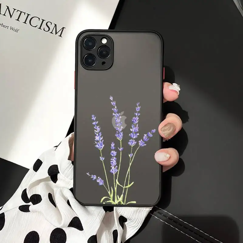 

Simple Lavender Purple Flowers Phone Case For iphone 12 11 7 8 plus mini x xs xr pro max matte transparent cover