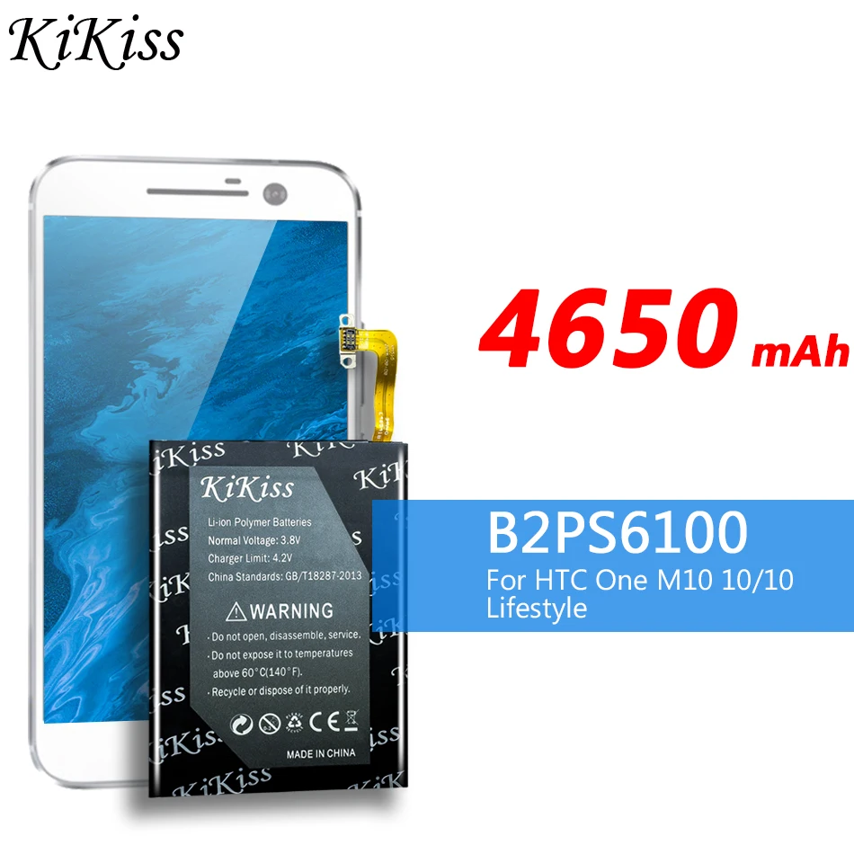 

Безопасный и стабильный аккумулятор KiKiss емкостью 4650 мАч для HTC One M10 10/10 Lifestyle M10H M10U, аккумуляторные батареи B2PS6100
