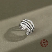 korean version of s925 sterling silver ring classicism multilayer winding line shape opening personality female jewelry