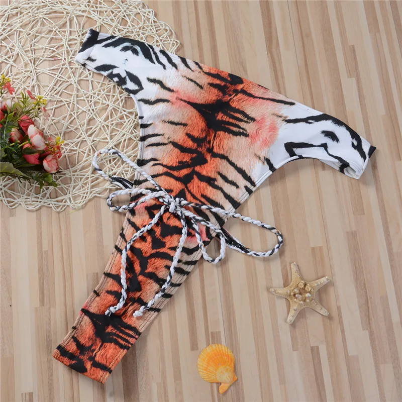 Сексуальный цельный купальник женский С Рисунком Тигра боди бандажный с