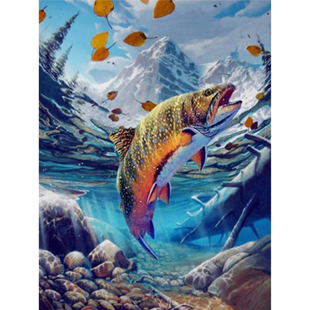 DIY Алмазная картина Карп и цветок полная дрель мозаика рыба вышивка крестиком