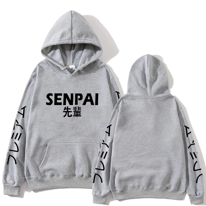 

2020 New Winter Design Anime Senpai Print Men's Loose Hoodie Sweatshirt Men Ladies Streetwear Fun Black Hoodie Winter Clothes