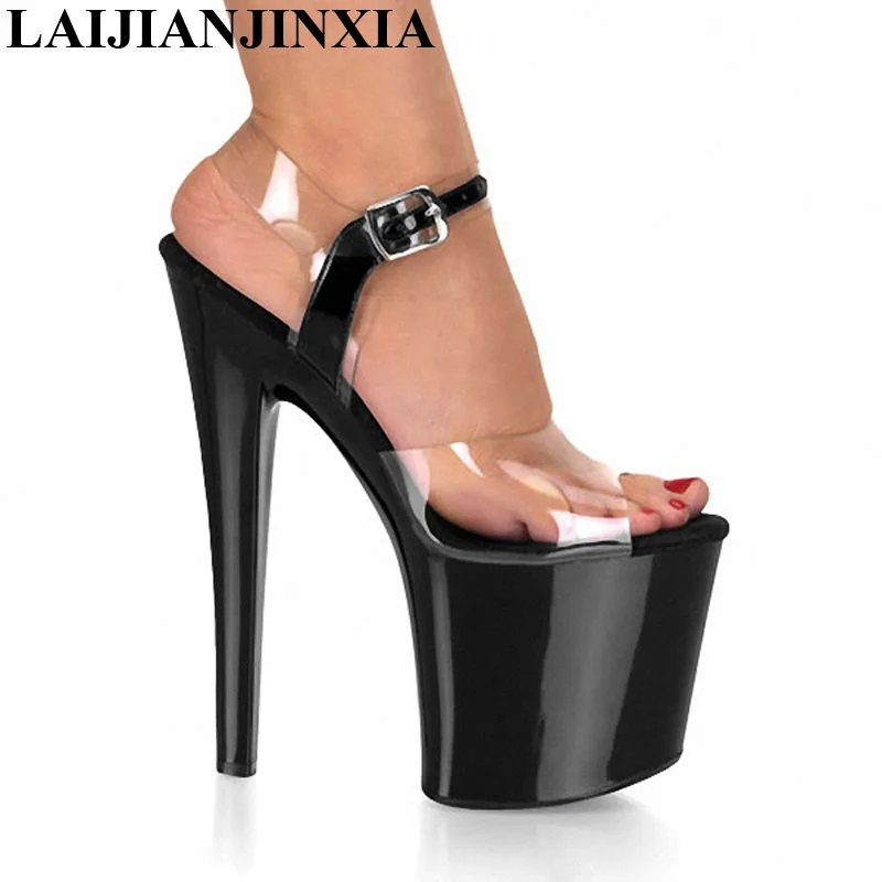 New 20 cm super high-heeled shoes buckle decorative waterproof hate day high heel sandals Big yards for women's Dance Shoes