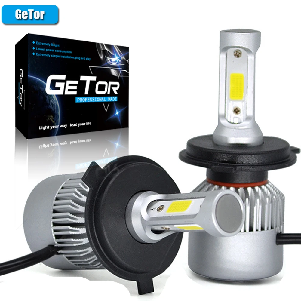 2x GeTor Mini H7 светодиодный лампы для автомобильных фар H1 H3 H4 H11/H8/H9 9005 9006 36W 3800LM Лампа