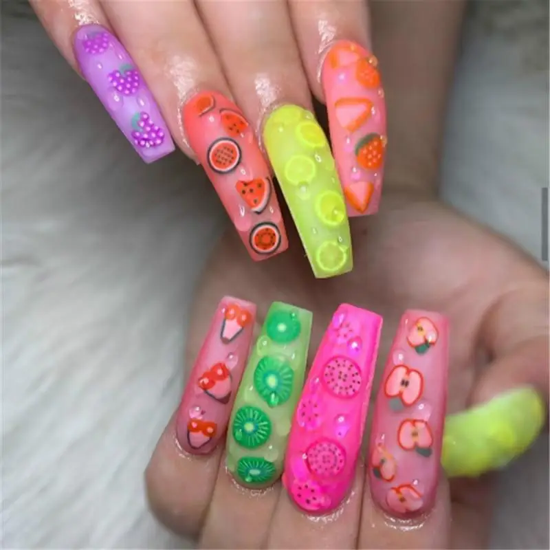 1000pcs/bag 3D Polymer Clay Tiny Fimo Fruit Slices Wheel Nail Art DIY Designs Decor | Красота и здоровье