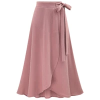 s 6xl plus size spring women maxi skirt high waist ruffle bowtie slit long skirt office ladies elegant temperament solid skirts