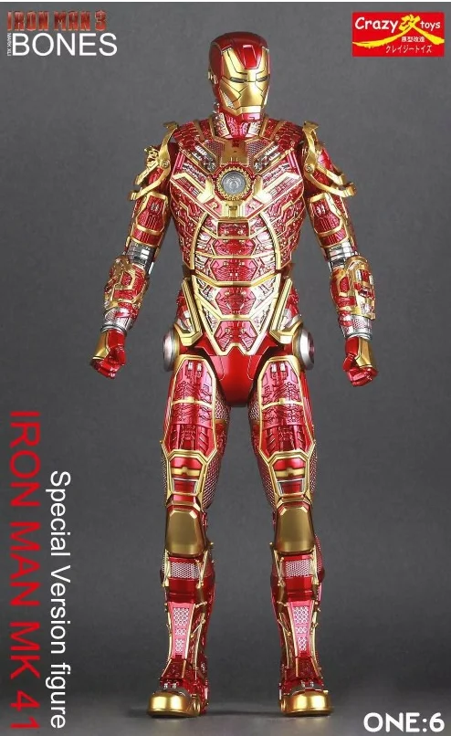 

Crazy Toys Marvel Avengers Ironman Iron Man 3 MK41 Retro Armor Version PVC Collectible Figure Model Toys 12" 30cm