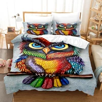 painted graffiti bedding set owl print polyester duvet cover set single double twin full queen king bedclothes boys quilt cover
