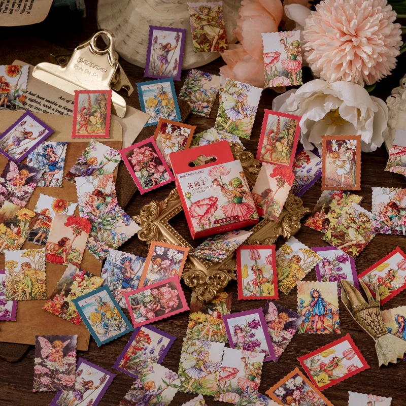 

46Pcs/Box Vintage Flower Fairy Paper Sticker Package DIY Diary Journal Decoration Label Sticker Album Scrapbooking