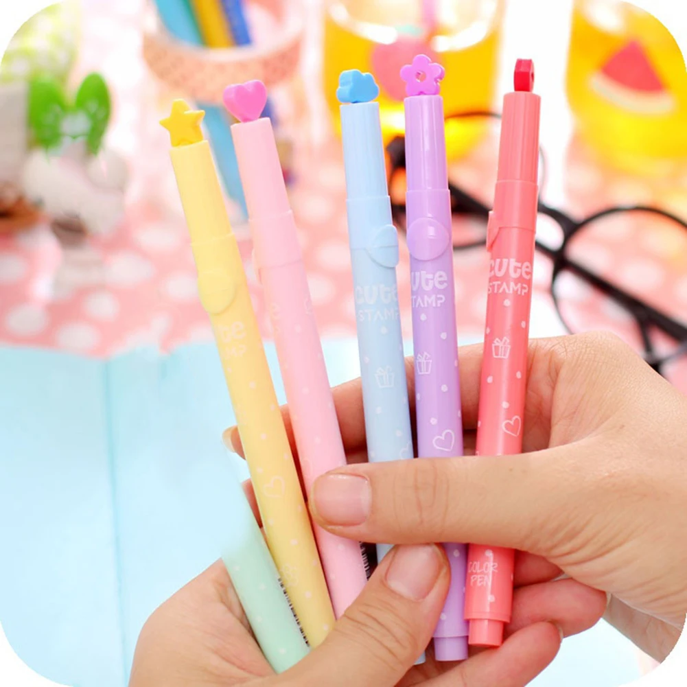 6 шт. милые конфеты цвет штамп выделители ручка креативная маркировочная