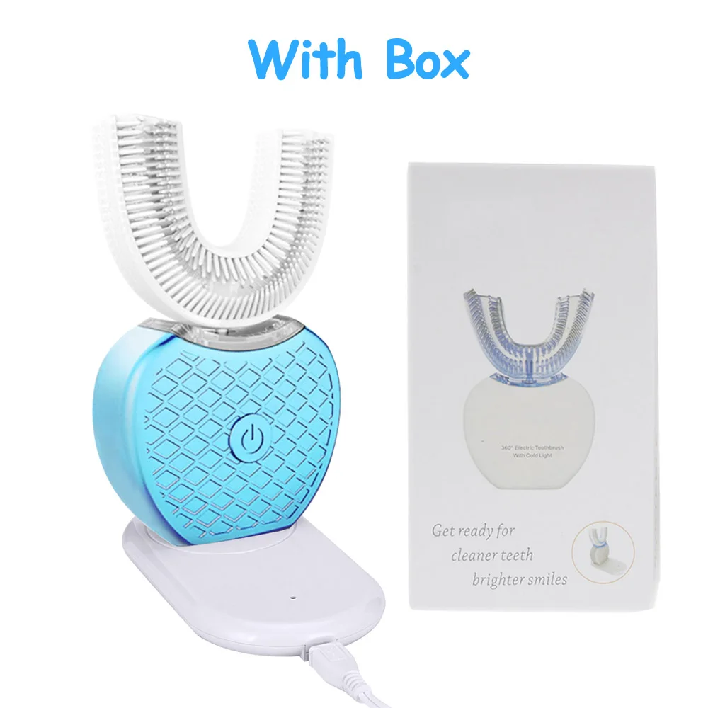 Blue Has Box Новая звуковая электрическая зубная щетка для взрослых, беспроводная, 360 градусов, для оральных зубов, автоматическая зубная щетка, интеллектуальная автоматическая зубная щетка - Цвет: Blue Has Box