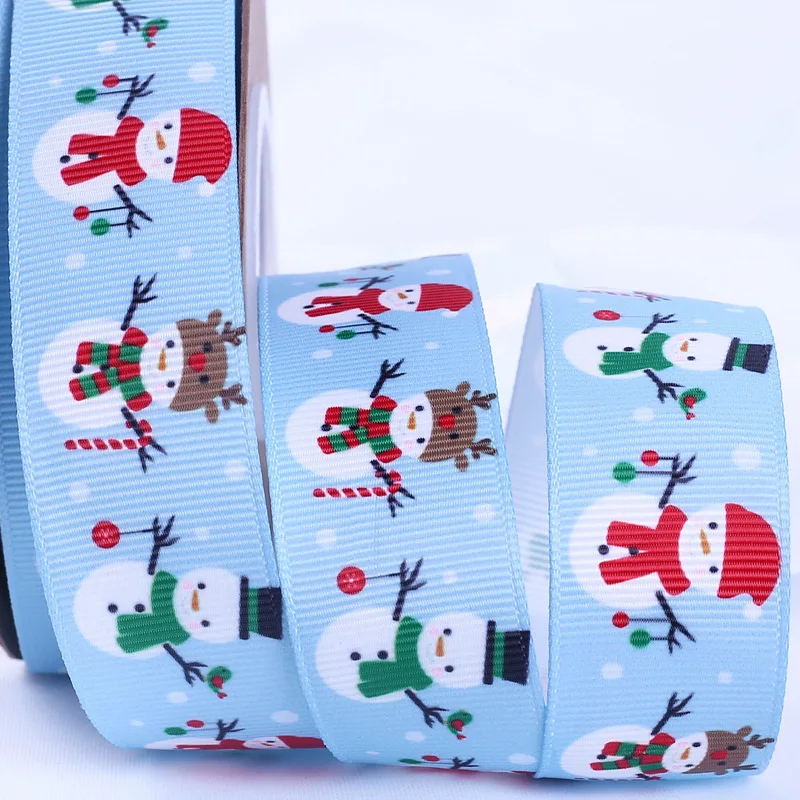 Рождественская лента шириной 25 мм сатиновые ленты с рисунком Санты и снеговика