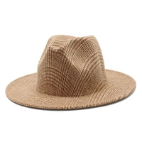 beige white wool jazz hat men women wide brim felt fedora caps wine red khaki panama hats with belt trilby cap