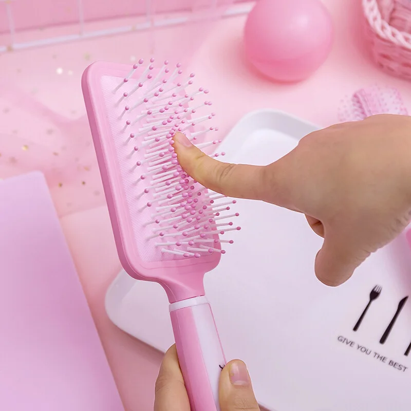 

4 Style Hair Comb Massage Hair Brushes Detangle Hairbrush Curling Straight Curly Hair Comb Paddle Brush Tangle Hair Brush Pink