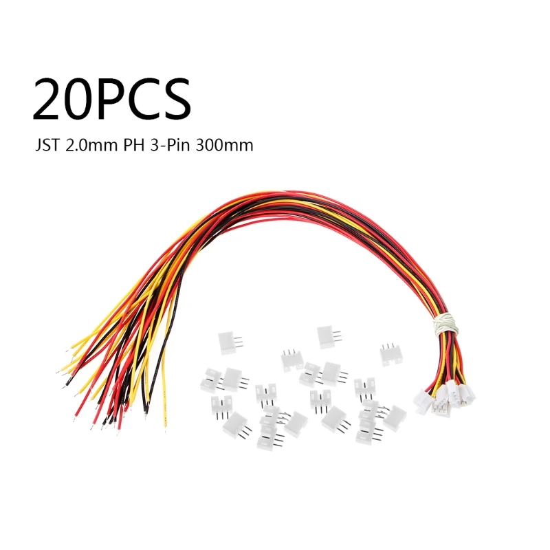 

20 SETS Mini Micro JST 2.0 PH 3-Pin Connector plug with Wires Cables 300MM
