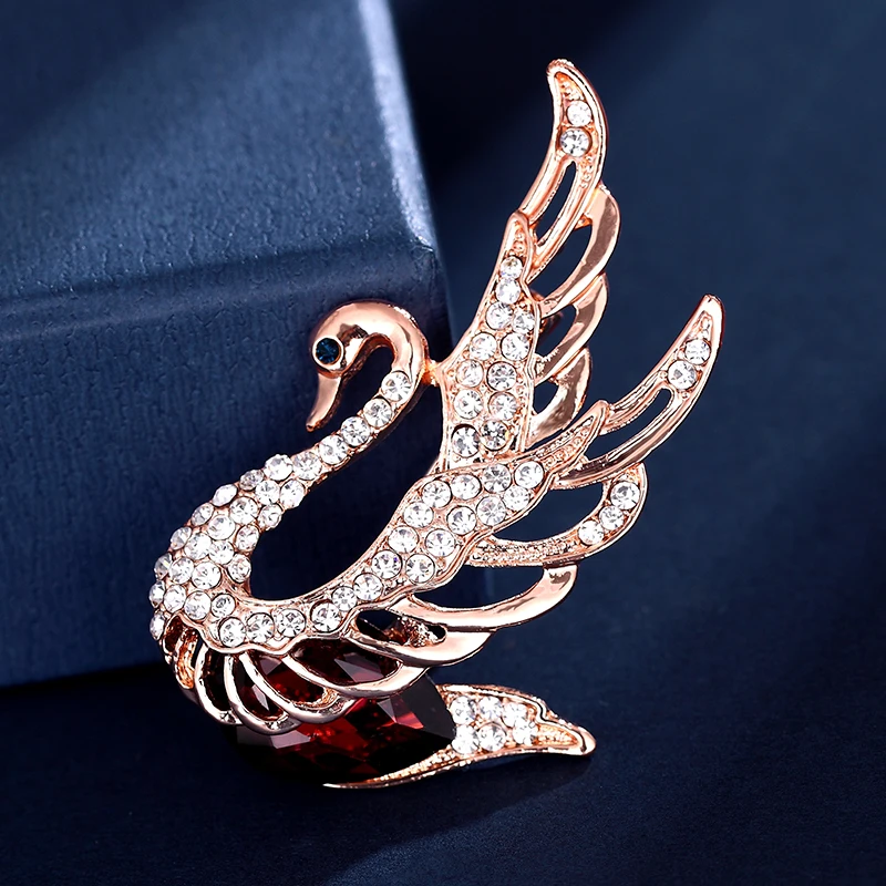 

Classic 3 color rhinestone crystal swan brooch pin elegant animal fashion pin and jewelry brooch for female Christmas party gift