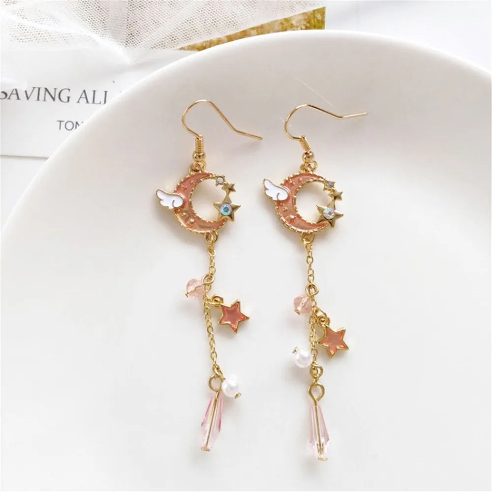 Ruanme длинные серьги с длинными кистями одежда на каждый день симпатичной парой в форме полумесяца Форма