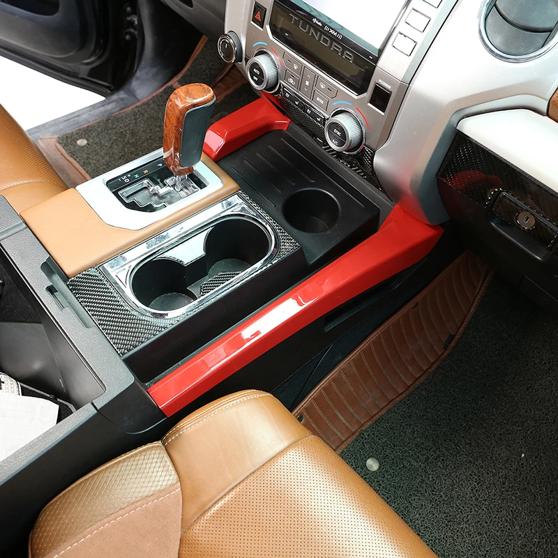 

For Toyota Tundra 2014-2020 2pcs ABS Red Car Sticker Center Console Panel Side Trim Strips Cover Interior Styling Accessories