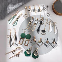 24 style geometric women earrings korean fashion vintage metal acrylic dangle hanging earring brincos wedding simple accessories
