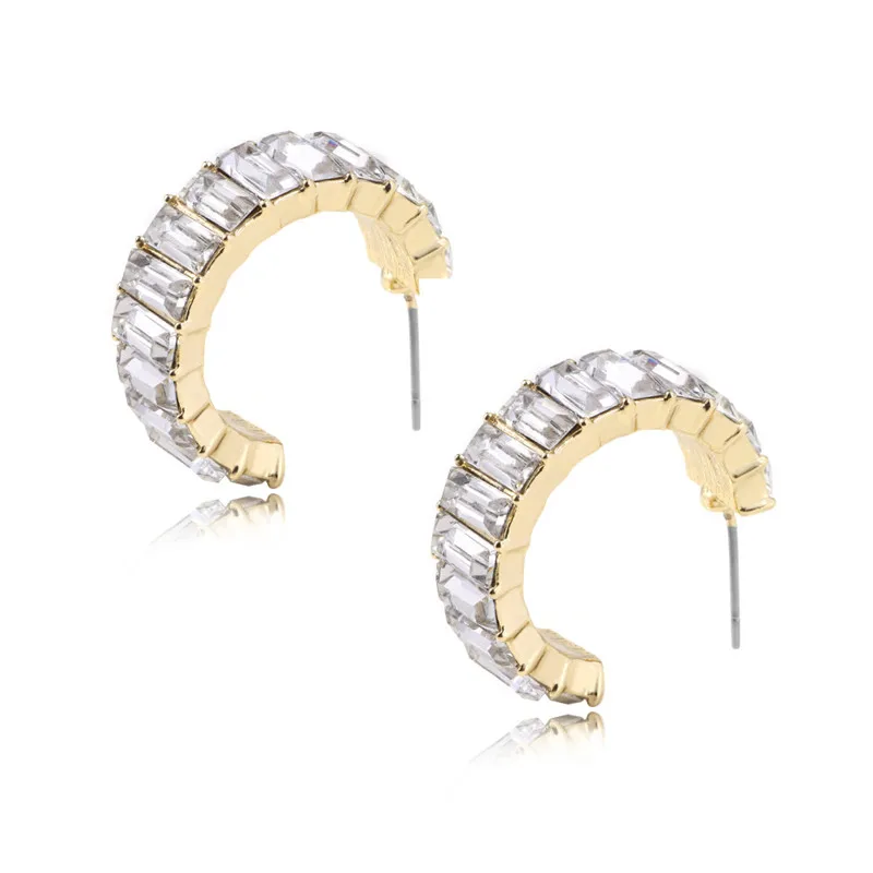 KOMi Bohemia 12 Colors Style Stud Earrings Rhinestone Crystal Sparkling Alloy Stud Earrings for Women Party Jewelry Gift C0104