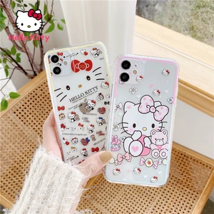 Hello Kitty Transparent Pink Phone Case for iPhone13 13Pro 13Promax 12 12Pro Max 11 Pro X XS MAX XR 7 8 Plus Cover