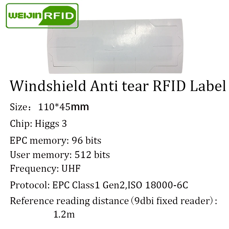 Rfid метка UHF стикер лобовое стекло автомобиля EPC 6C 915m 868m 860 960M Alien Higgs3 антиразрывная