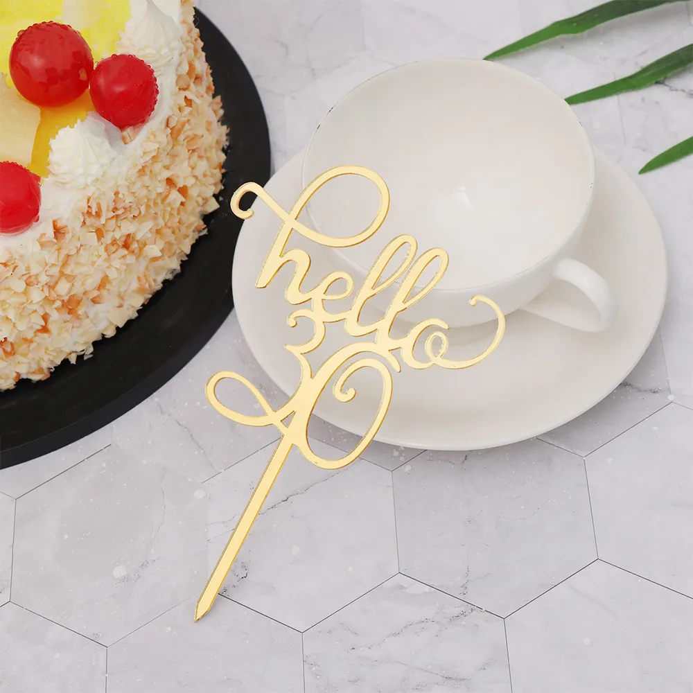 1 шт. новый милый Золотой акриловый Топпер для торта с буквенным номером Hello